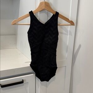 Ivivva Black Girls' One-Piece Swimsuit - Textured Chevron